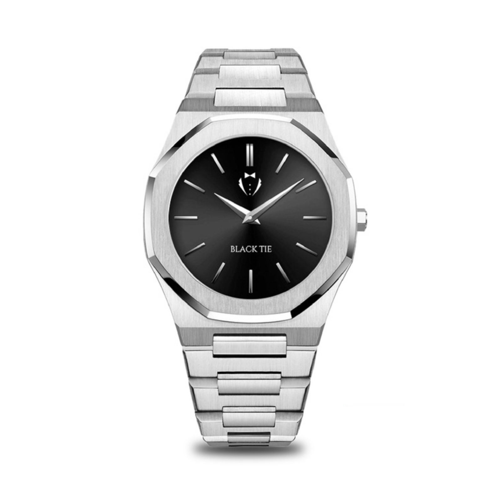 silver steel black watch