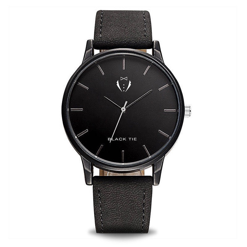 Minimalist Elegance: Premier 40mm Men's Watch | Black Leather Strap & Dial | Quartz Movement | Water-Resistant | Lightweight | Everyday Style |