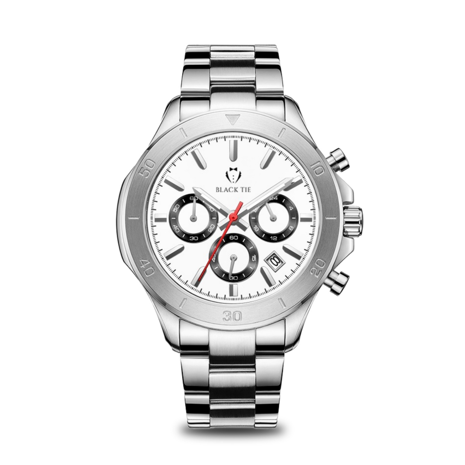 white steel watches for men chronograph