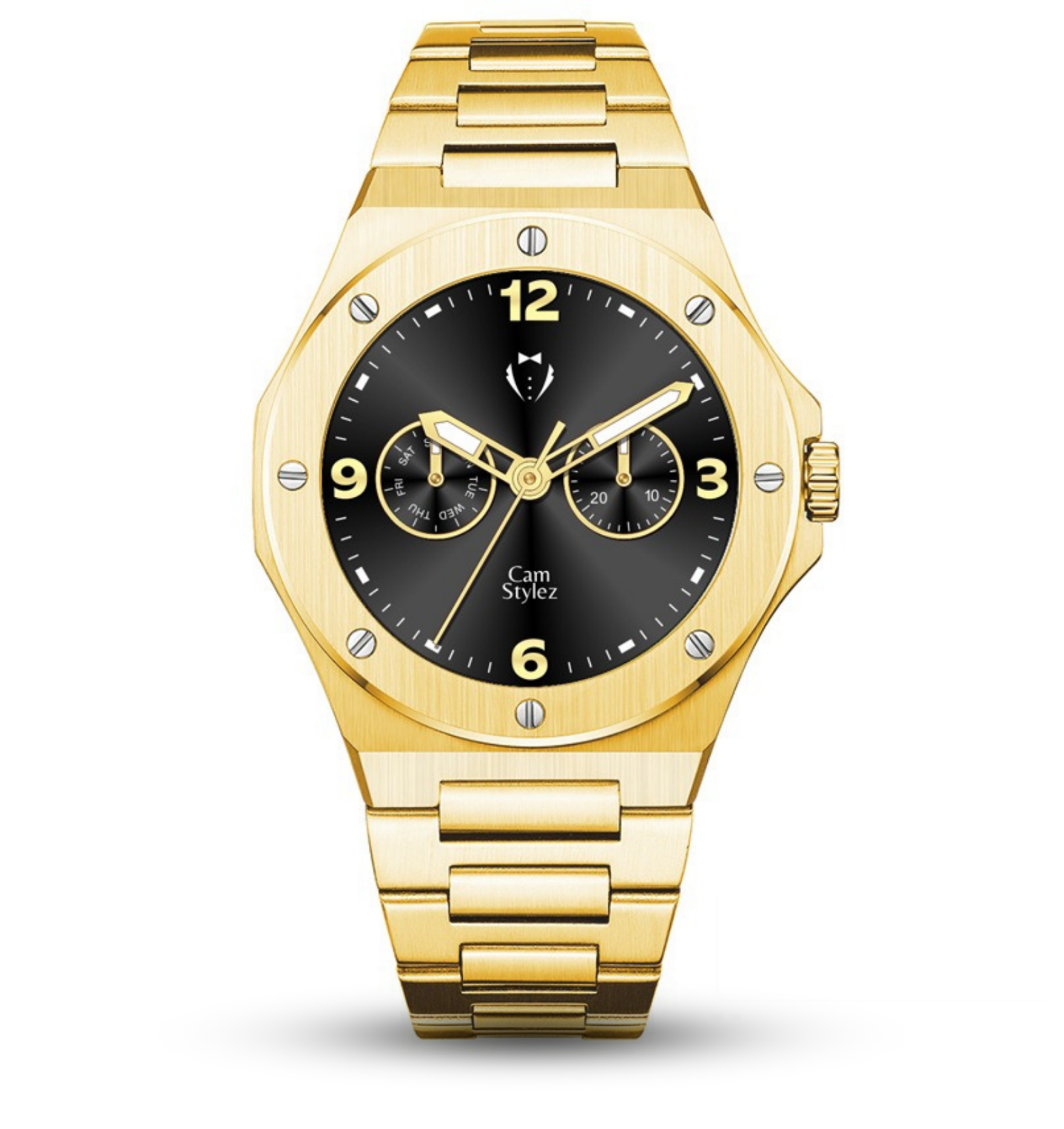 Gold steel mens chronograph watches