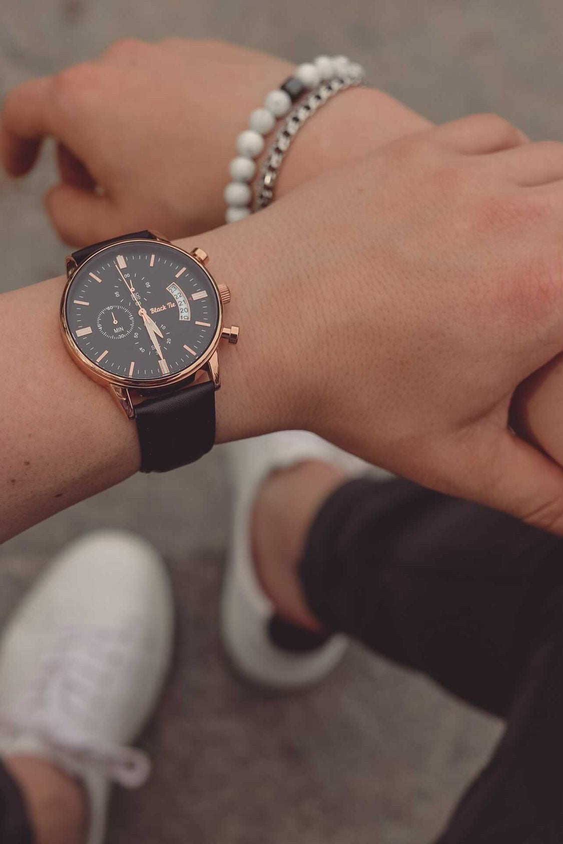 Leather rose gold men's watches modern mens watches