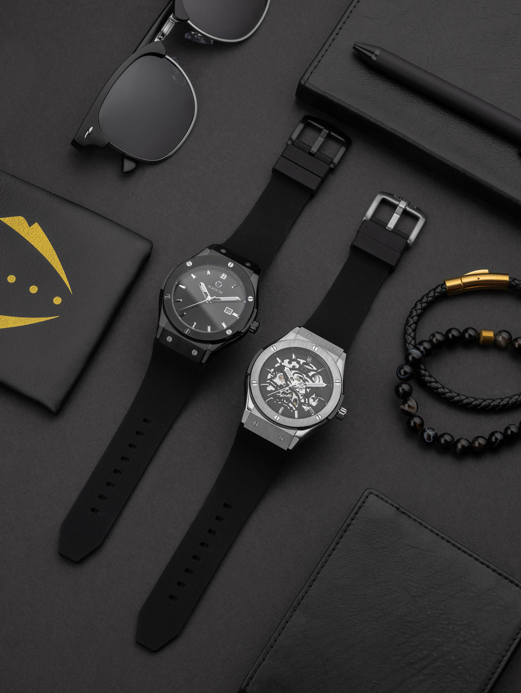 black silicone minimalist mens watches