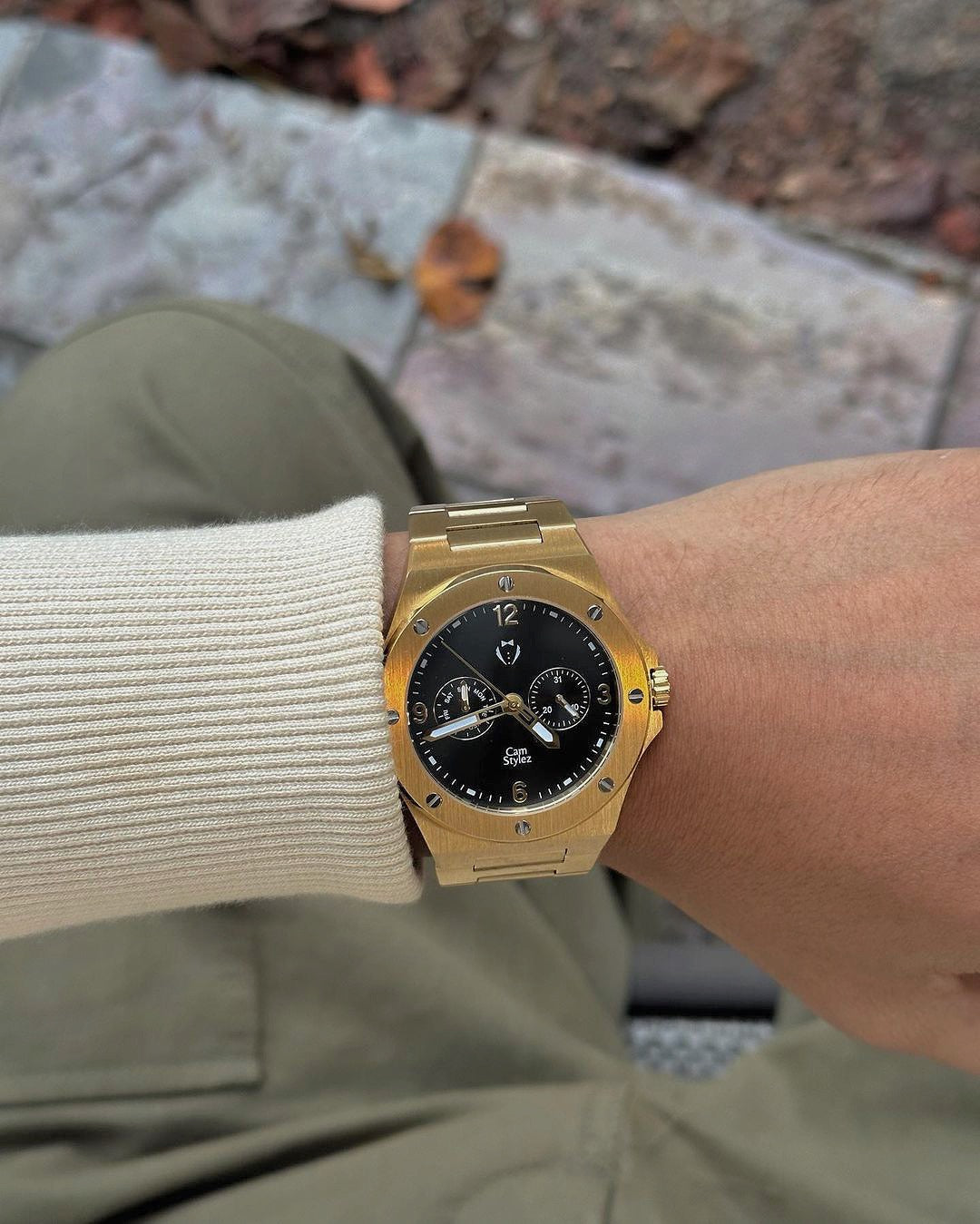 Gold and black mens watches