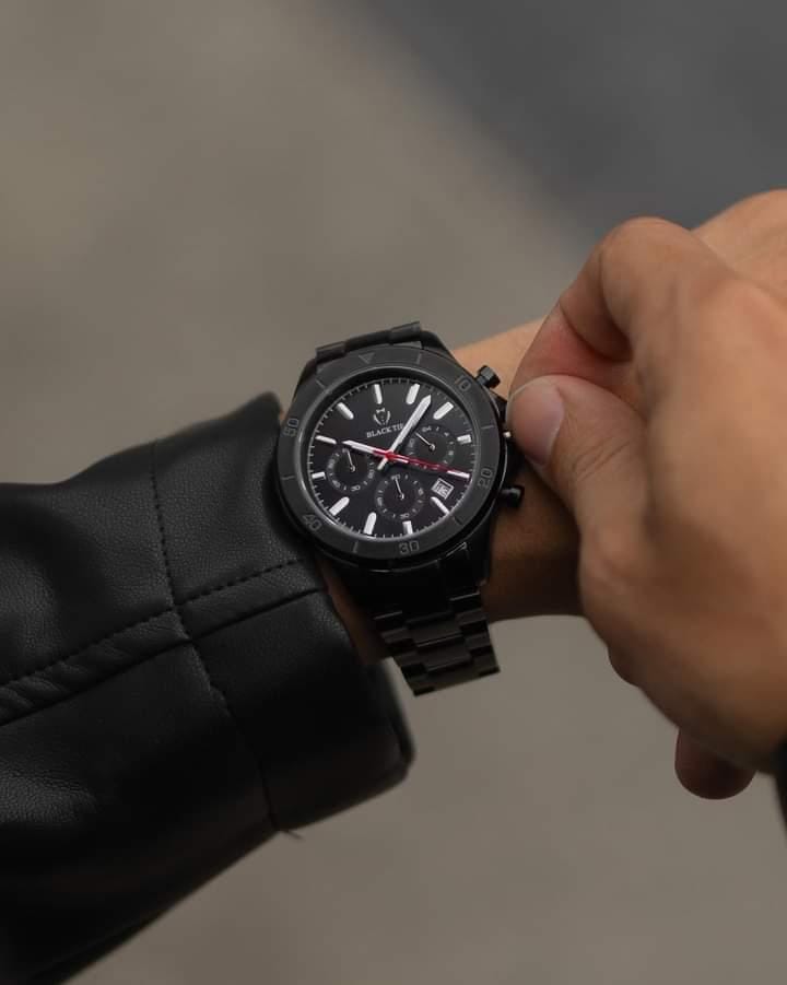 Black Steel Men's chronograph watch