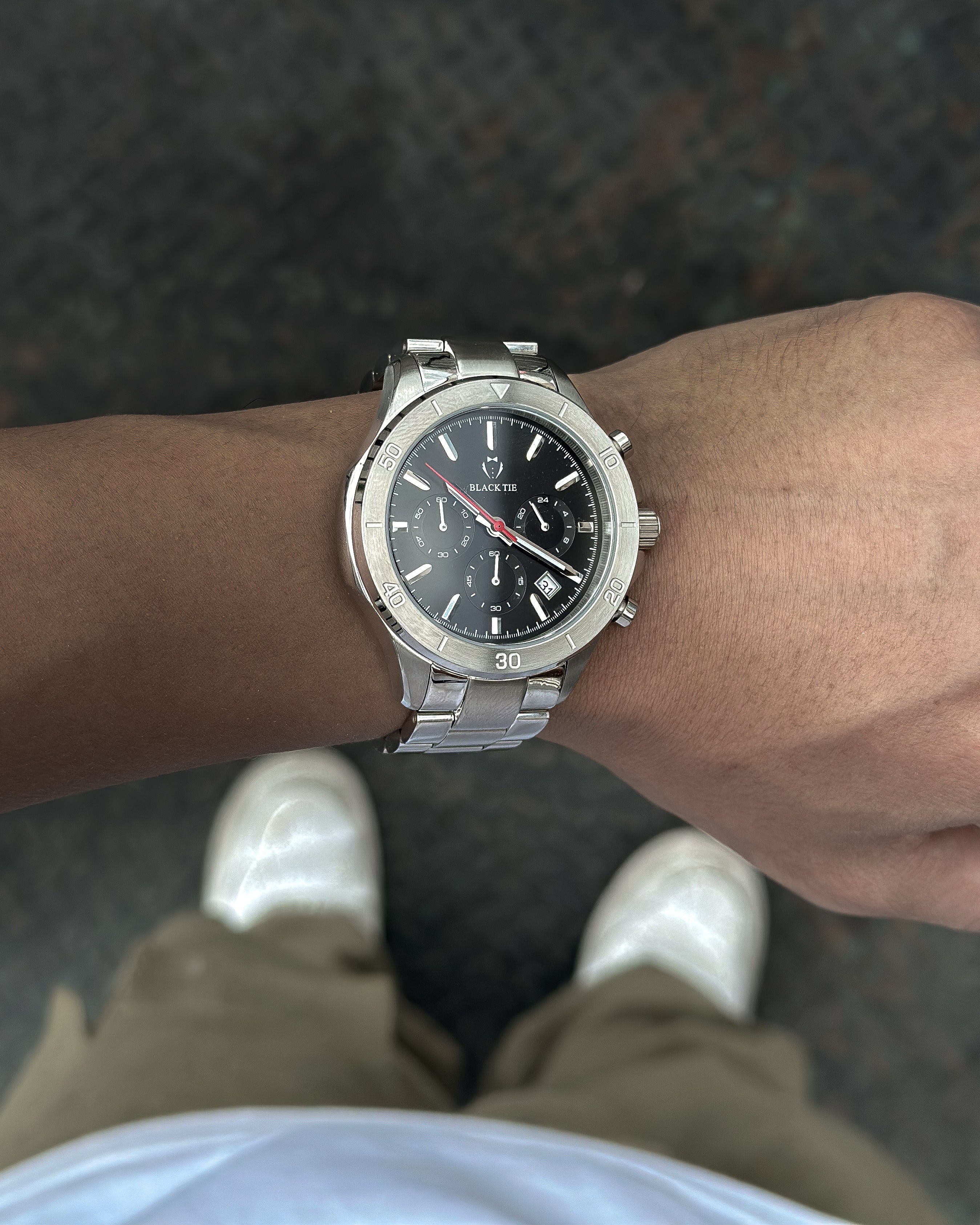 Stainless steel- black chronograph for men