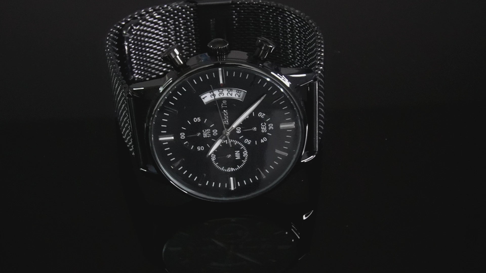 Steel Black Mesh mens watches chronograph adjustable