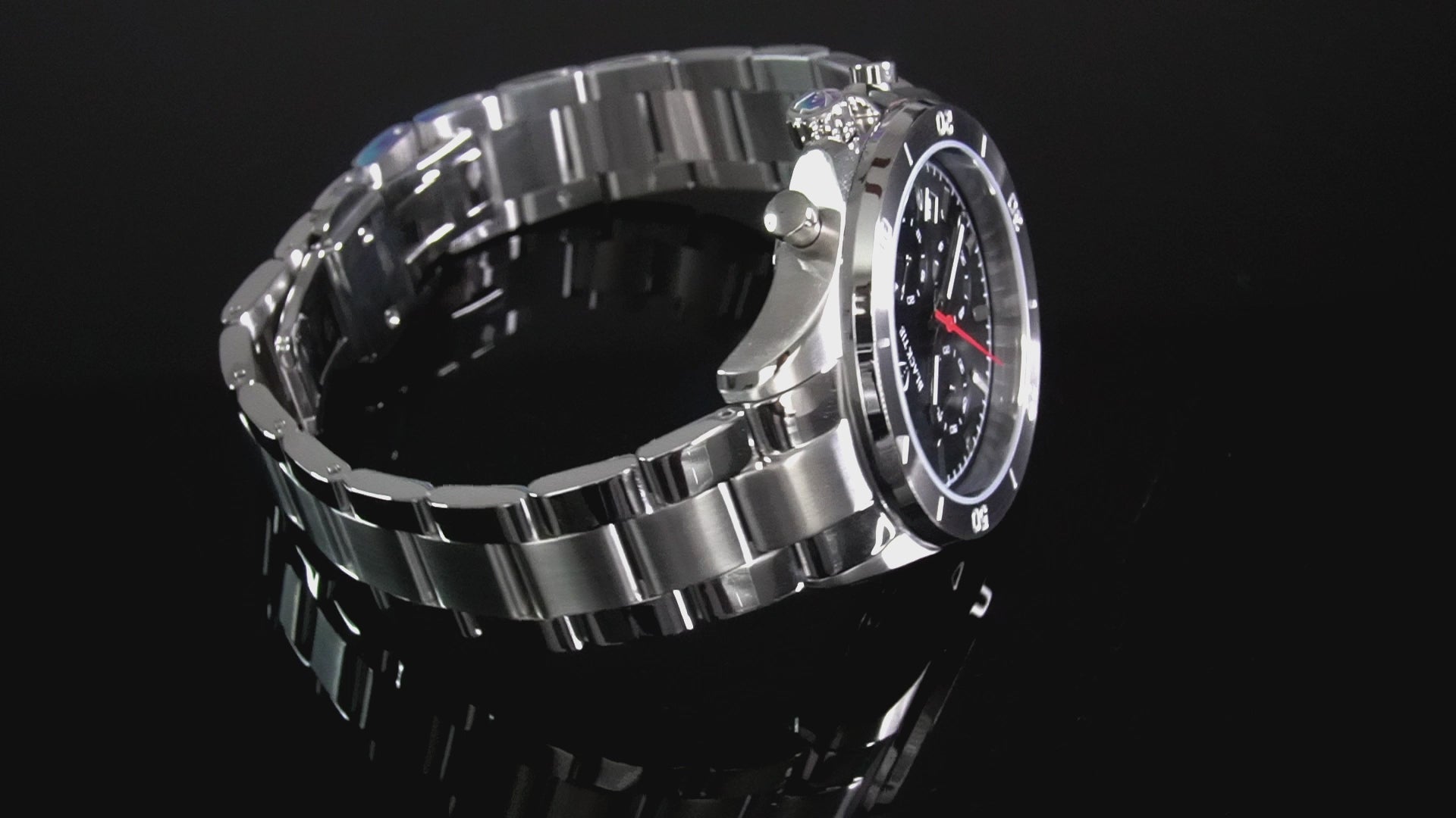 Steel men's black chronograph watches dress watch