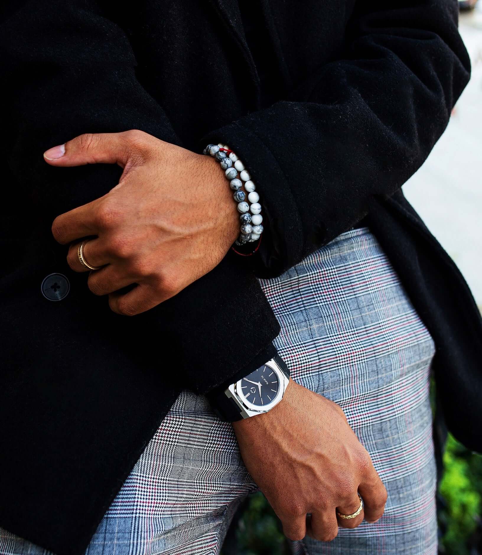 Grey mens bracelets 