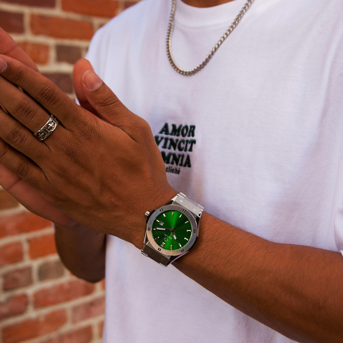 green minimalist steel mens watches