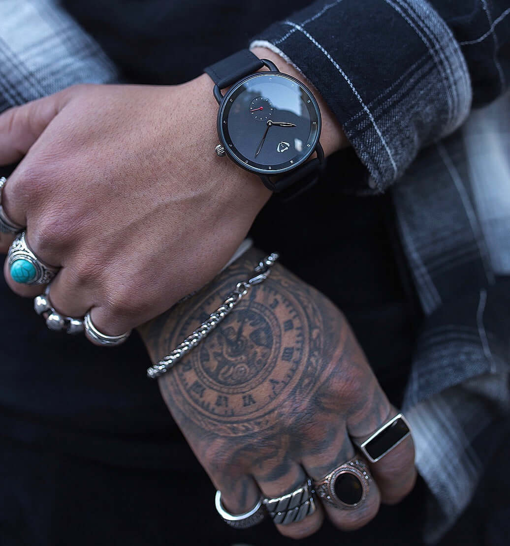 unique black leather watches