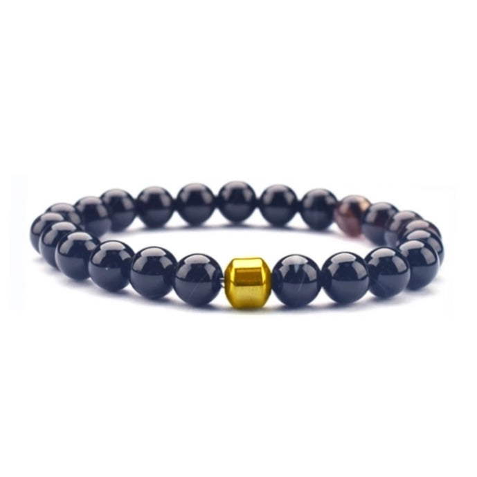 Black and gold bead bracelet for men