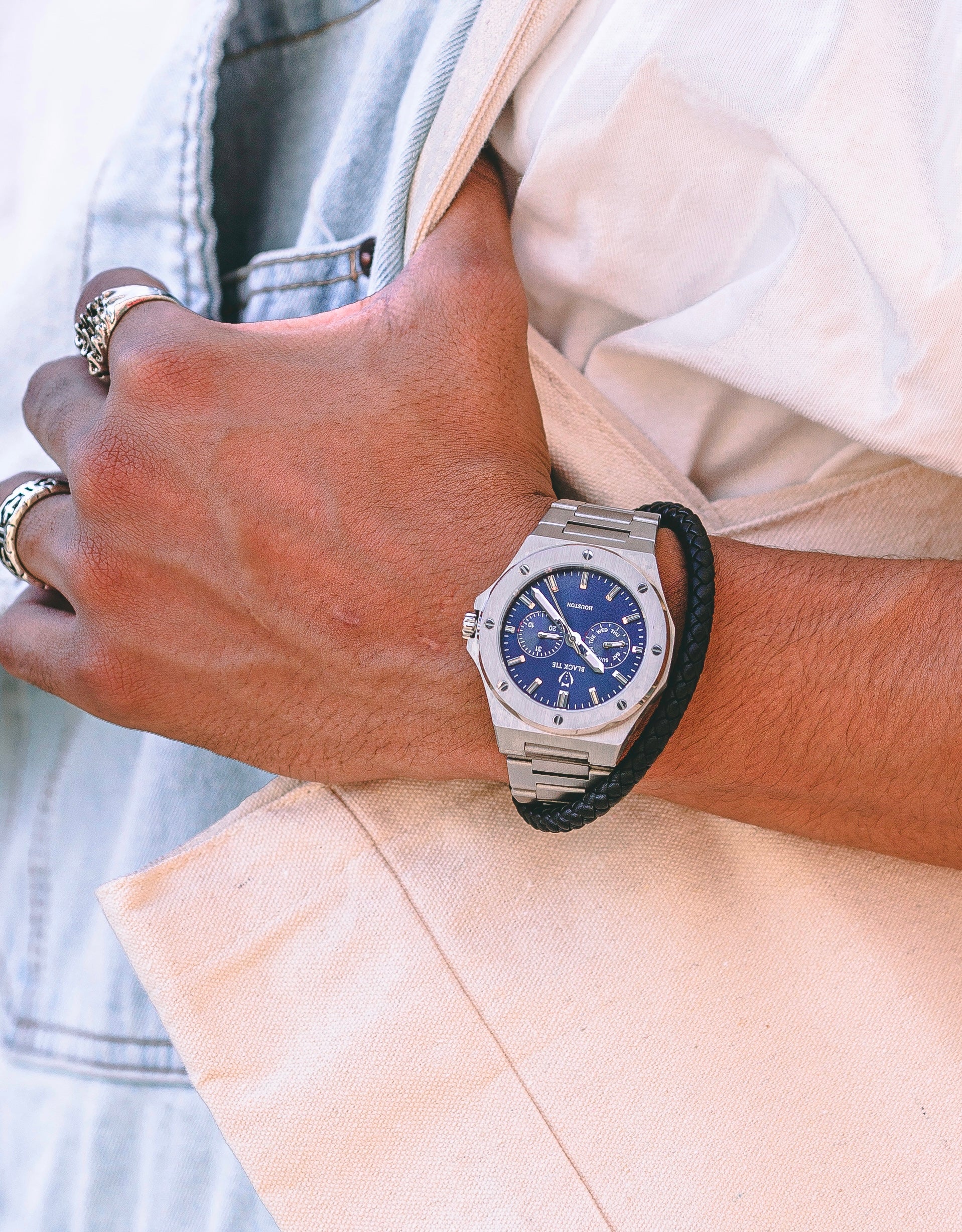 blue steel chronograph mens watches