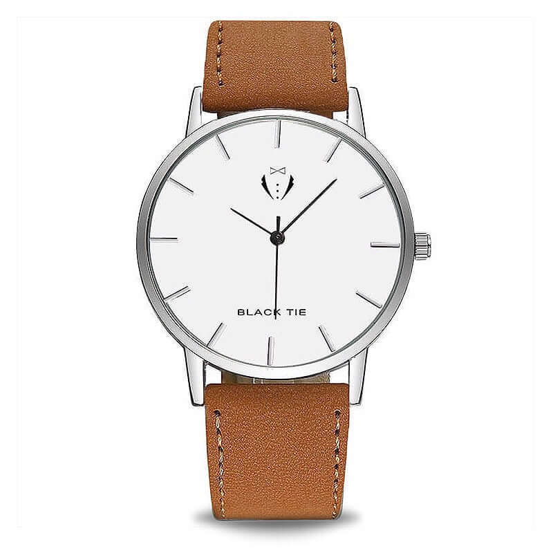 Brown Minimalist mens watch affordable leather watch